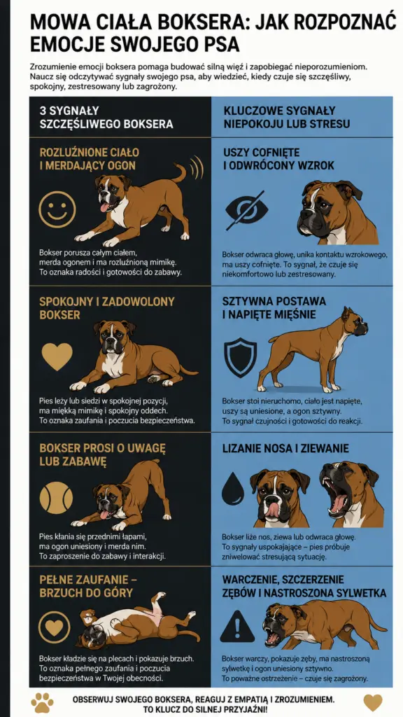 Infografika o mowie ciała boksera